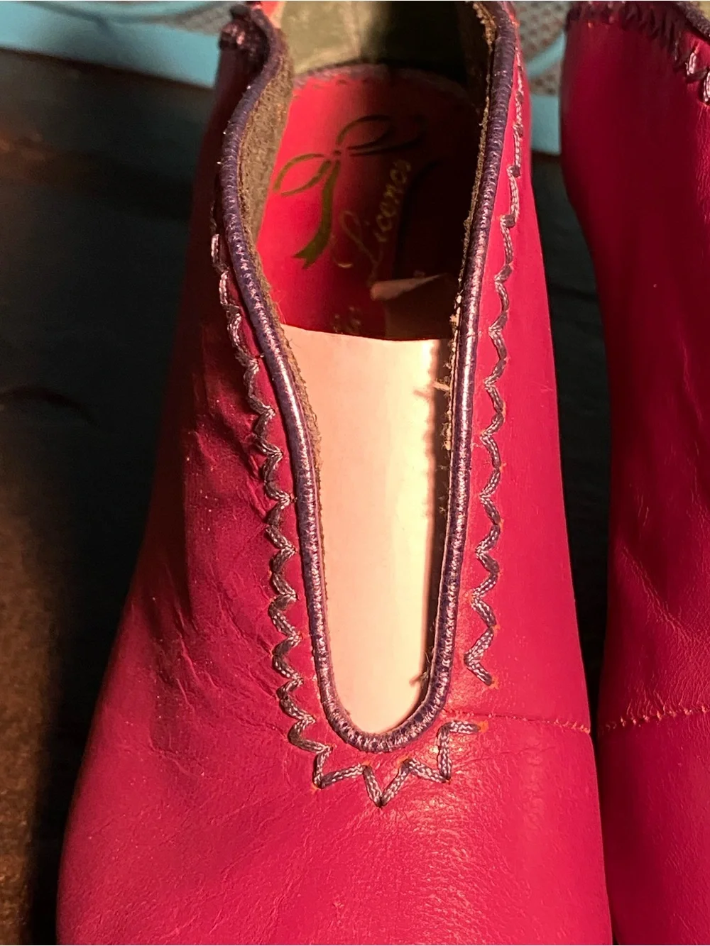 Irregular Choice Poetic License ankle bootie shoes,pink/purple leather,EUC, US 7
